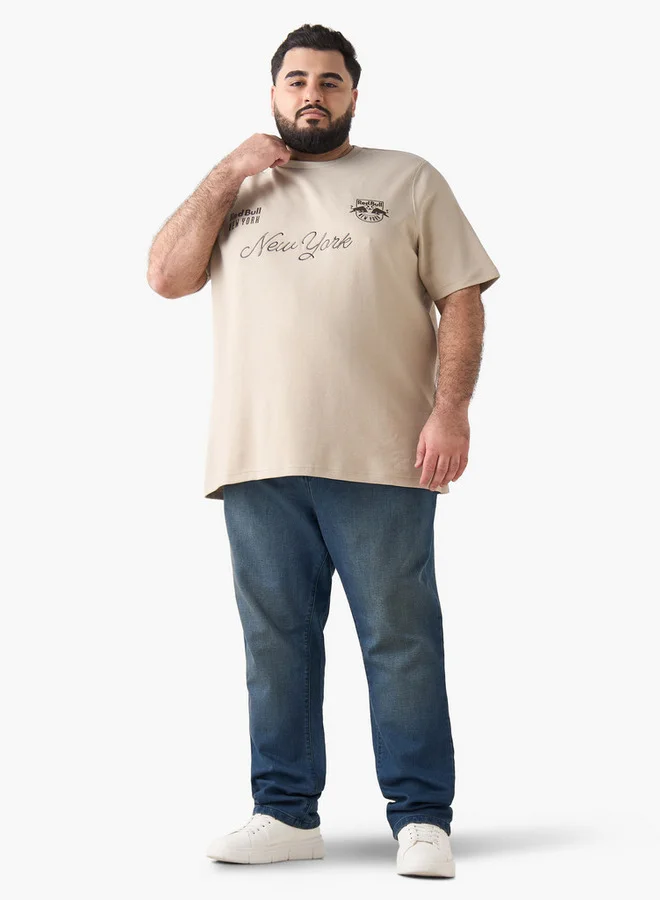 ماكسيم Men Regular Fit Round Neck Short Sleeve Red Bull New York Print T-shirt